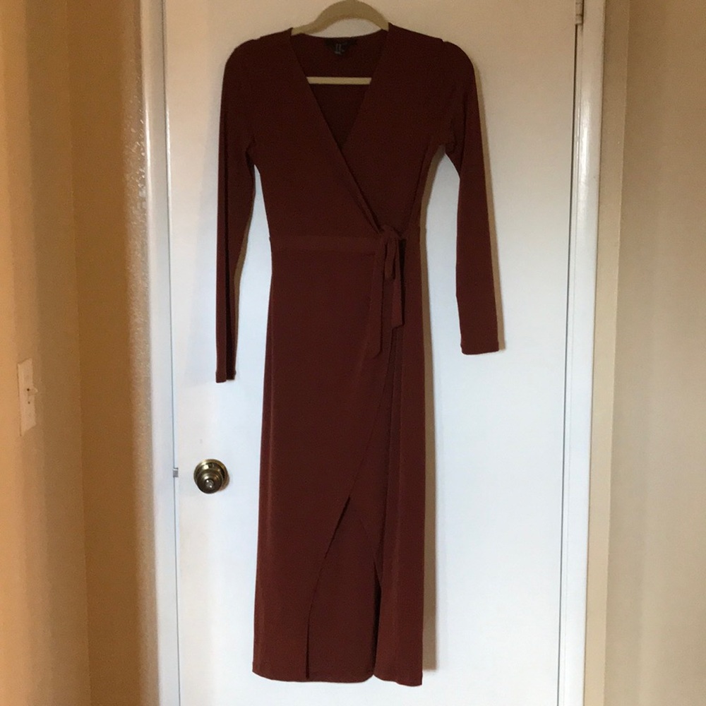 Rust wrap dress